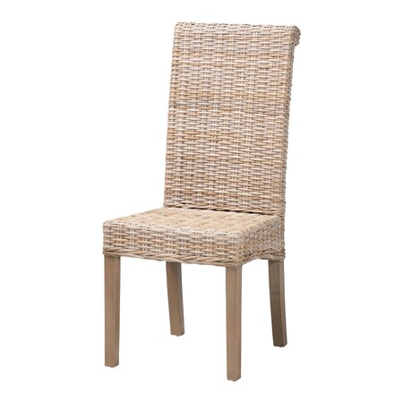 Bali & Pari Santiago Bohemian Grey Natural Kubu Rattan and Mango Wood Dining Chair 245-13709-ZORO